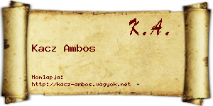 Kacz Ambos névjegykártya